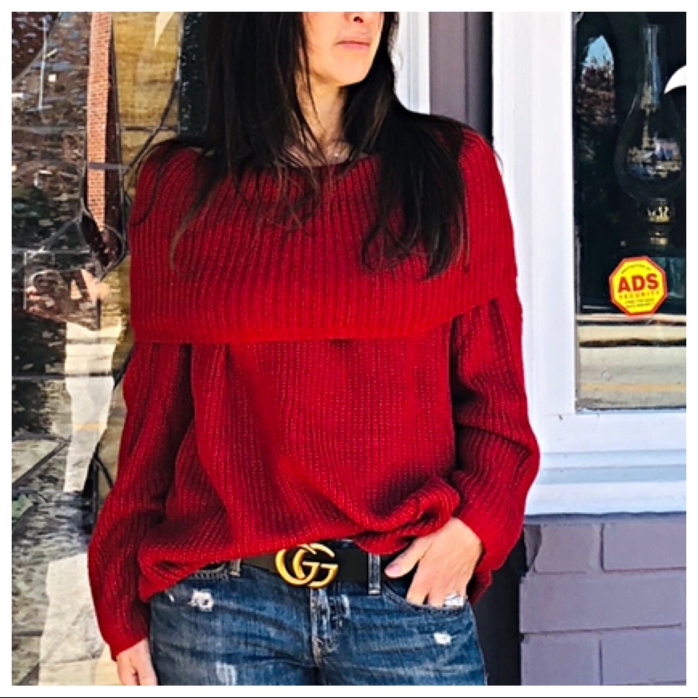 ✨LAST ONE ✨Red on or off the shoulder knit sweater - Picture 6 of 8